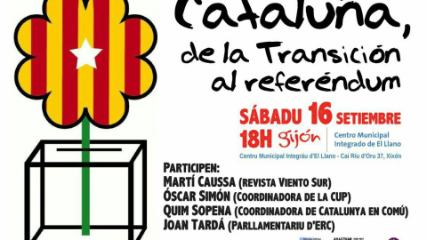 Cartel del acto suspendido en Gijón.