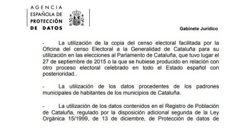 Protección de Datos investiga el posible acceso ilícito a bases de datos estatales para la creación del censo electoral catalán