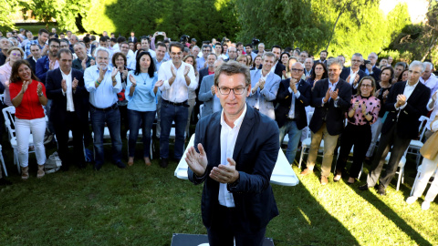 Alberto Núñez-Feijóo, en su comparecencia ante la Junta Directiva del PP de Galicia. EFE/ Xoán Rey