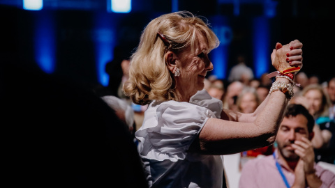 La expresidenta de la Comunidad de Madrid Esperanza Aguirre, durante el Congreso del Partido Popular de Madrid, a 21 de mayo de 2022.