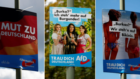 Carteles de Alternativa por Alemania (AfD) de este periodo de campaña en 2017.