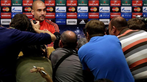 Guardiola, durante la rueda de prensa. EFE/Alberto Estévez