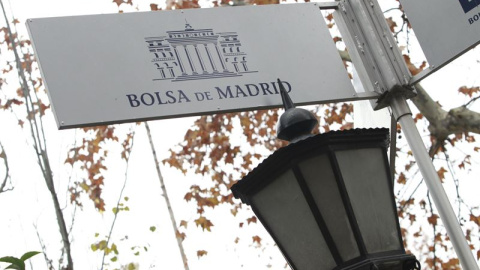 Cartel de la Bolsa de Madrid. E.P.