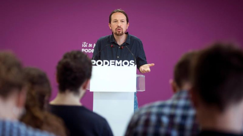 Pablo Iglesias en rueda de prensa para valorar los resultados del 26-M / EFE