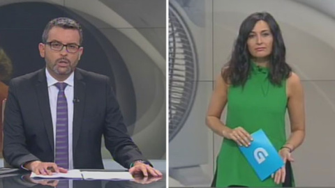 Alfonso Hermida y Tati Moyano, presentadores del informativo de la tarde de la televisión pública gallega. / TVG