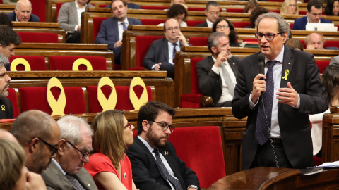 El president Quim Torra, en la seva intervenció al ple del Parlament d'aquest dimecres, 20 de juny. / Generalitat de Catalunya.