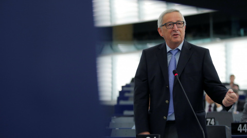 El presidente de la Comisión Europea, Jean-Claude Juncker, en una intervención en el Parlamento Europeo, en Estrasburgo. REUTERS/Vincent Kessler