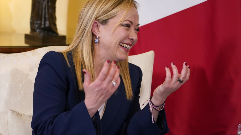 La primera ministra italiana, Giorgia Meloni, durante un acto en Londres (Reino Unido), a 27 de abril de 2023.