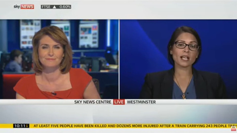 Un momento de la entrevista a Priti Patel en SKY News en 2015