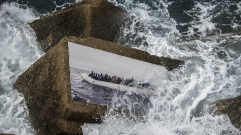 Se trata de copias en aluminio de fotografías de rescates realizados por la ONG Proactiva Open Arms. - OLMO CALVO