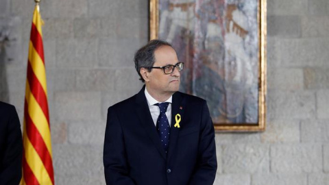 17/05/2018.- Quim Torra toma posesión de su cargo como presidente de la Generalitat en un acto celebrado hoy en el Saló Verge de Montserrat del Palau de la Generalitat. EFE/Alberto Estévez