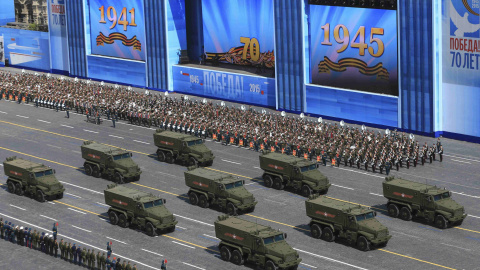 Russian Typhoon-U all-terrain armoured vehicles with enhanced protection drive during the Victory Day parade at Red Square in Moscow. REUTERS/Host Photo Agency/RIA Novosti