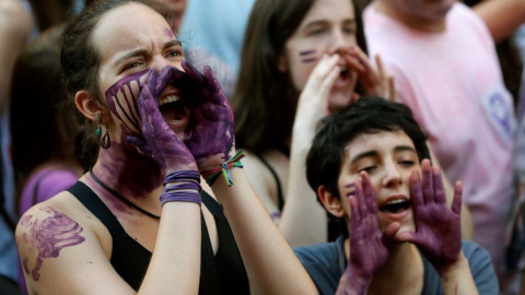 Protesta ciudadana contra la libertad de 'La Manada' en Madrid.(JUAN CARLOS HIDALGO | EFE)