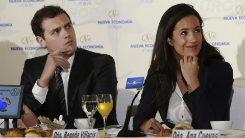 El presidente de Ciudadanos, Albert Rivera, junto a la candidata de su partido al Ayuntamiento de Madrid , Begoña Villacís. EFE/Zipi