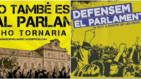 Carteles protesta Parlament 10O-15J