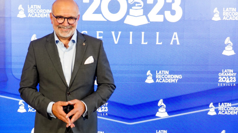 El CEO de la Academia Latina de Grabación, Manuel Abud, en la presentación de los Grammy Latinos 2023, que se celebrarán en Sevilla.