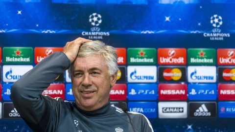 Ancelotti, durante la rueda de prensa. EFE/Emilio Naranjo