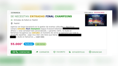 Entrada de reventa para la final de la Champions.