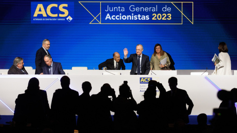 El presidente del grupo ACS, Florentino Pérez, durante la junta de accionistas de la constructora, en Madrid. E.P./ Eduardo Parra