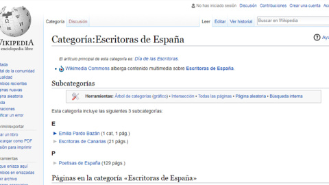 Escritoras de España en Wikipedia. /Wikipedia