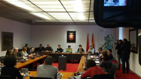 Familiares de los detenidos en Altsasu han estado este viernes en el Parlamento de Navarra.