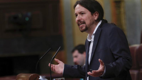 El líder de Podemos Pablo Iglesias, durante su intervención en el Congreso de los Diputados.-EFE/Fernando Alvarado