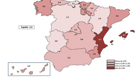 Mapa de crecimiento interanual.- AIReF