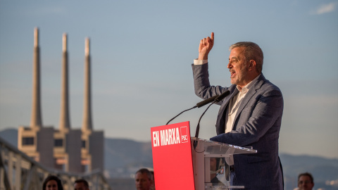 04/05/2023 - El alcaldable por Barcelona, Jaume Collboni, interviene durante un acto de precampaña del PSC