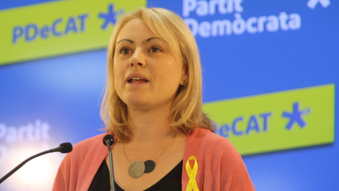 La portaveu del PDECat, Maria Senserrich, a la seu del partit, @PDemocratacat