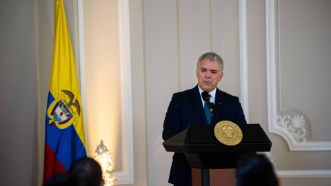 El presidente de Colombia, Iván Duque, durante una conferencia de prensa, en abril de 2022