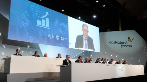 El presidente de Gas Natural Fenosa, Salvador Gabarró, durante su intervención en  la Junta General de Accionistas.