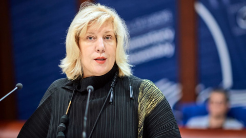 La comisaria de Derechos Humanos del Consejo de Europa, Dunja Mijatovic, durante una reunión del Consejo de Europa, a 26 de junio de 2019, en Estrasburgo.