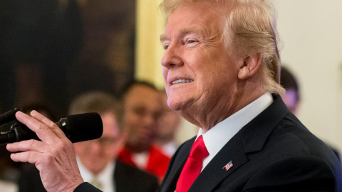 El presidente de los Estados Unidos, Donald J. Trump, durante una rueda de prensa en la Casa Blanca. / EFE