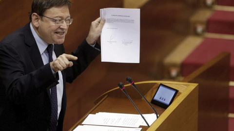 El president de la Generalitat valenciana, Ximo Puig, durante su intervención ante el Pleno de Les Corts durante la primera sesión de control al que se somete en esta nueva legislatura. EFE