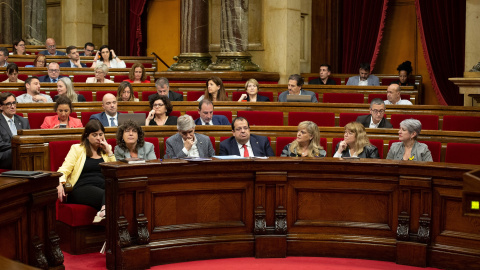 Pleno del Parlament en torno al debate a la totalidad de la proposición de ley sobre el uso y el aprendizaje de las lenguas oficiales en la enseñanza no universitaria del pasado 25 de mayo.