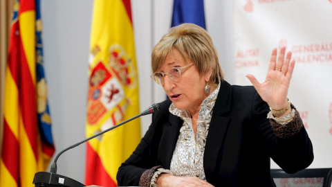 La Consellera de Sanidad, Ana Barceló, durante la rueda de prensa que ha ofrecido este martes.