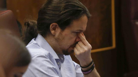 Pablo Iglesias, secretario general de Podemos, en el Congreso de los Diputados.- EFE