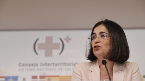 La ministra de Sanidad, Carolina Darias, durante la rueda de prensa tras celebrarse el Consejo Interterritorial de Salud, a 15 de junio de 2022.