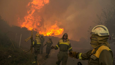 Brigadistas en labor de extinción del fuego. /EFE