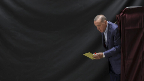 Erdogan, durante la jornada electoral en las presidenciales de Turquía