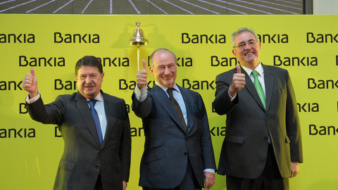 José Luis Olivas y Rodrigo Rato en la salida a Bolsa de Bankia/EFE