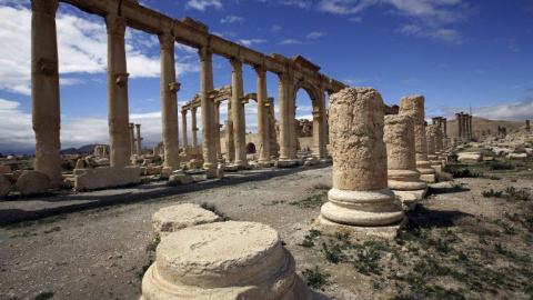 Vista del recorrido por las ruinas de la ciudadela, en el oasis de Palmira. AFP