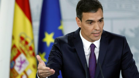 Pedro Sánchez durante la rueda de prensa después del último Consejo de Ministros antes del parón de verano | Foto: EFE