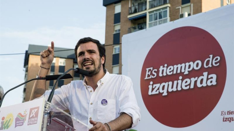 Garzón, este miércoles, durante su mitin en Málaga./ EFE