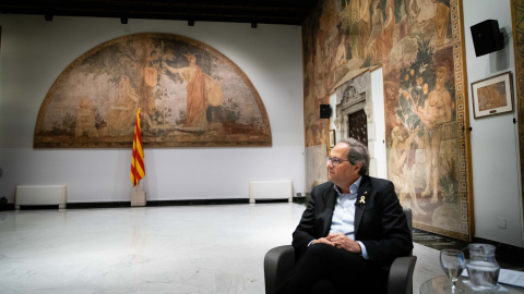 Quim Torra, a la sala Torres García del Palau de la Generalitat. JOEL KASHILA.