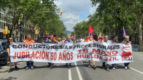 18/05/2023 - La manifestació a Barcelona dels conductors de busos per reclamar la jubilació als 60 anys.