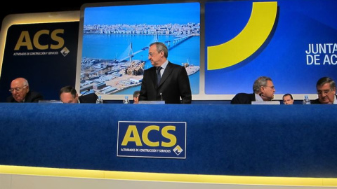 El presidente de ACS, Florentino Pérez, en la junta de accionistas. E.P.