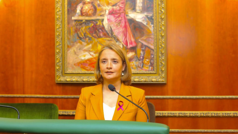 María García, portavoz de Cs en Marbella, en un pleno del Ayuntamiento durante esta legislatura.