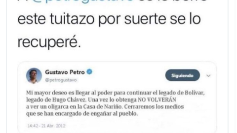 Captura de tuit falso de Petro.