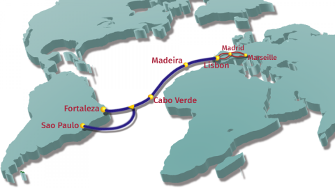 Diagrama del nuevo cable submarino. EllaLink